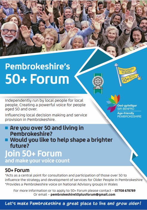 Poster image for Pembrokeshire's 50+ Forum in English
