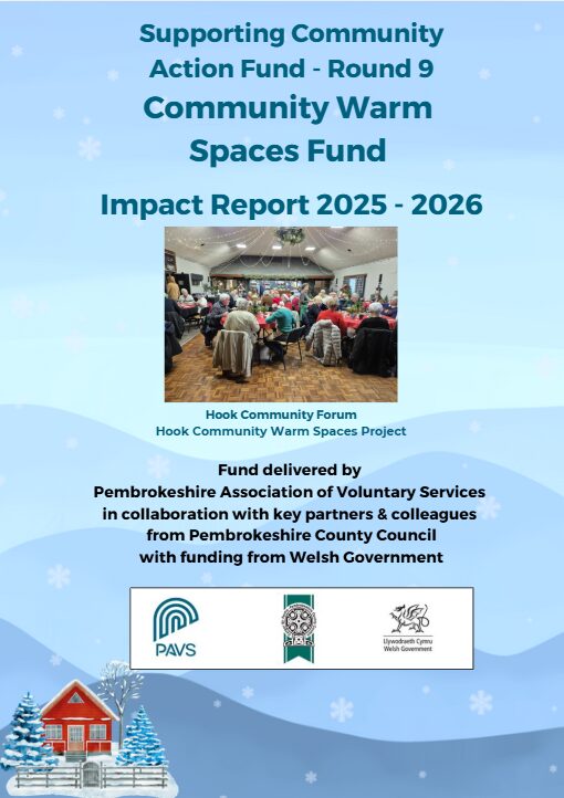 This is an image of the front cover of the fund impact report. The cover shows a group of people from one of the funded project sitting around tables in a hall and taking part in an event together.