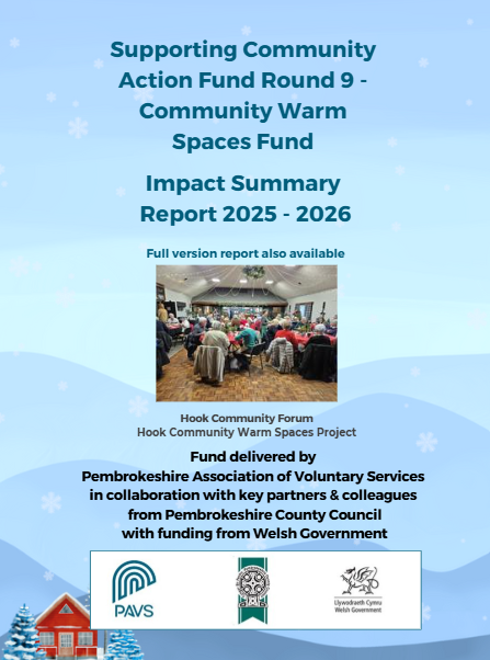 This is an image of the front cover of the fund impact report. The cover shows a group of people from one of the funded project sitting around tables in a hall and taking part in an event together.